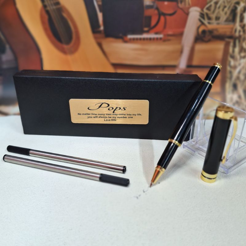 Personalised Pop Black Ballpoint Pen Set