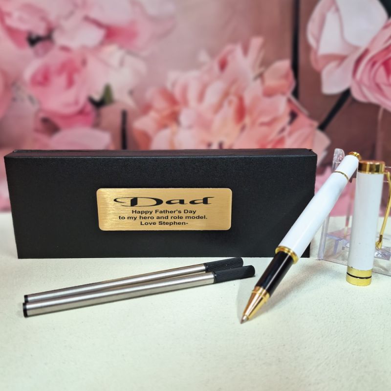Personalised Dad White Ballpoint Pen Set