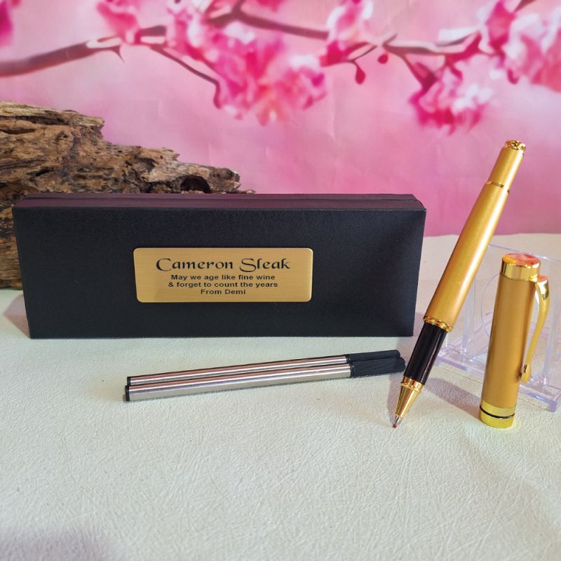 Personalised Gold Ballpoint Pen Set