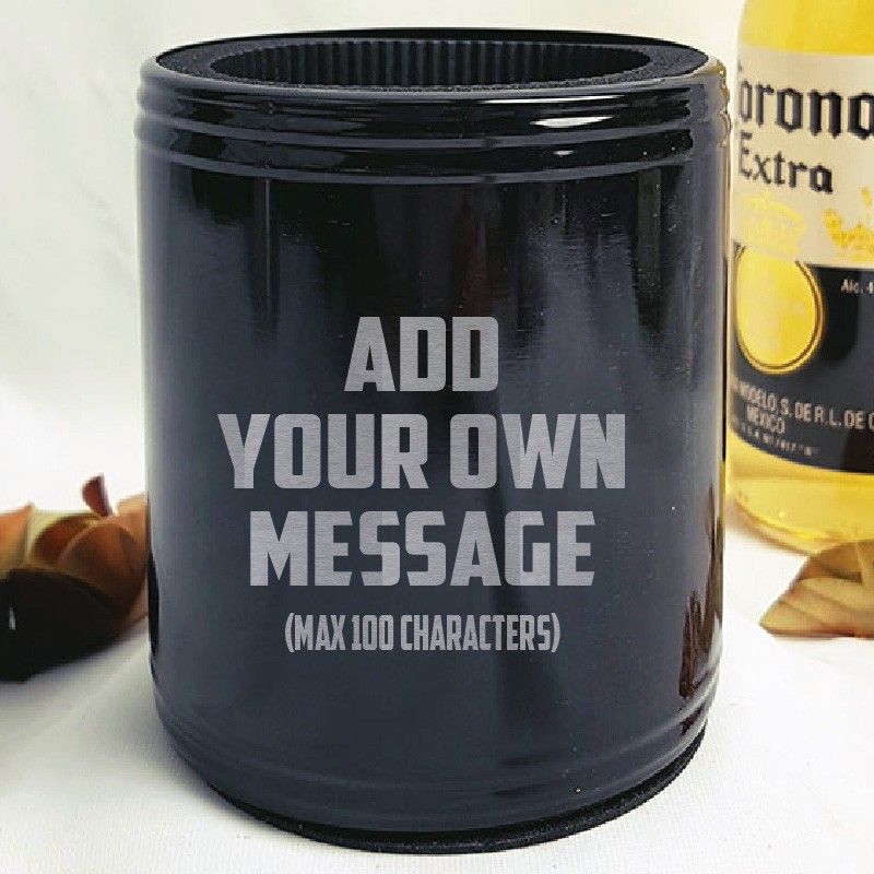 Custom Engraved Black Can Cooler Stubby Holder - Your Design