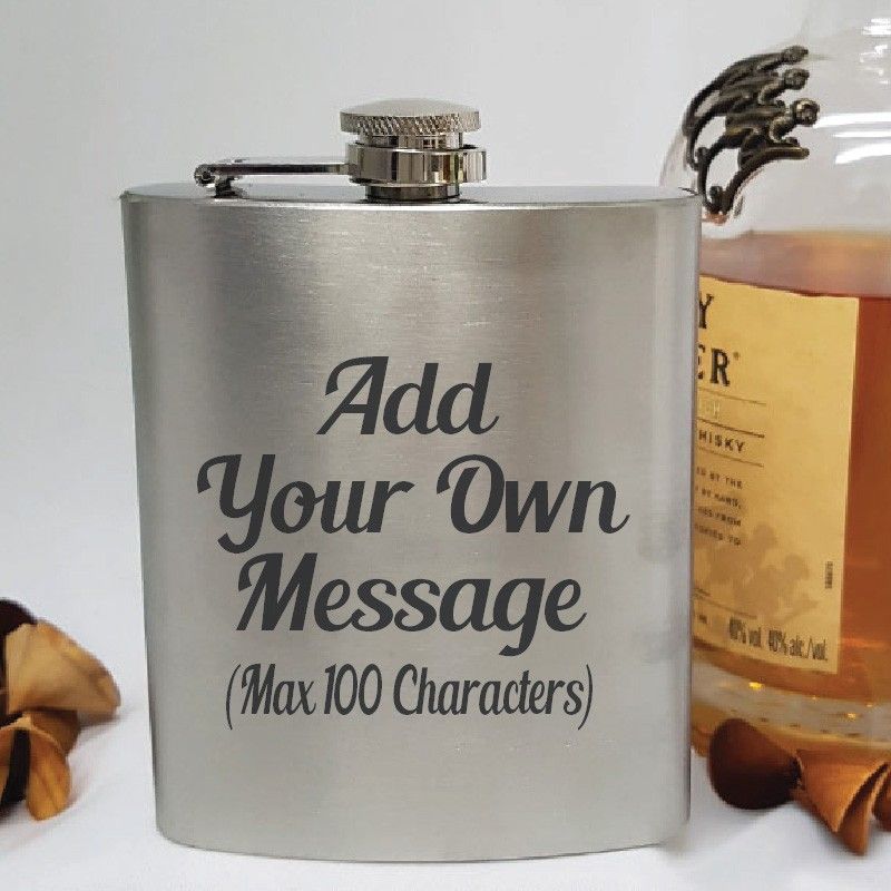 Custom Engraved Silver Flask 7oz - Your Design