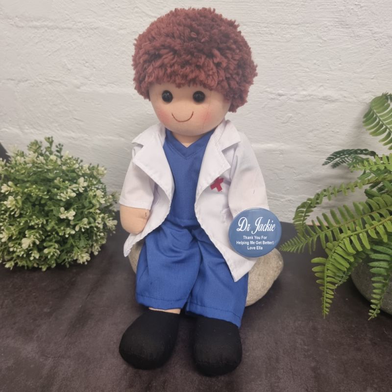 Dr Derek Rag Doll with Badge 35cm