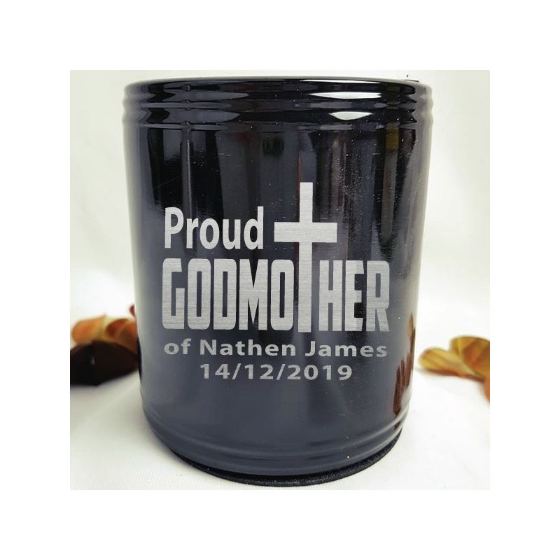 Godmother Engraved Black Can Cooler Personalised