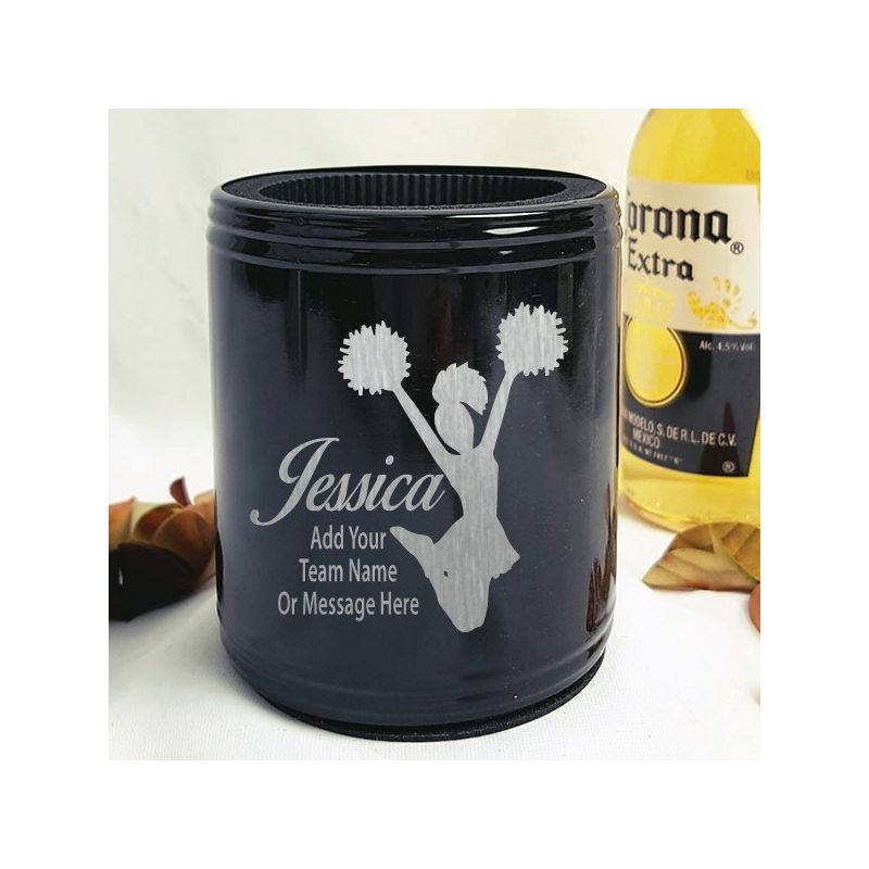 Cheerleading Coach Engraved Black Stubby Can Cooler Personalised