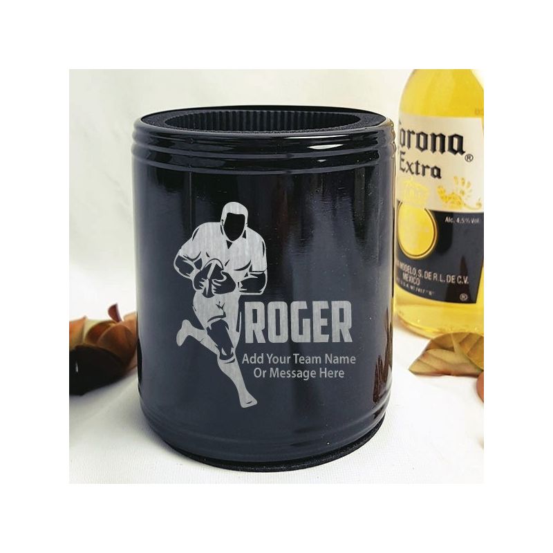 Football Coach Engraved Black Stubby Can  Cooler Personalised