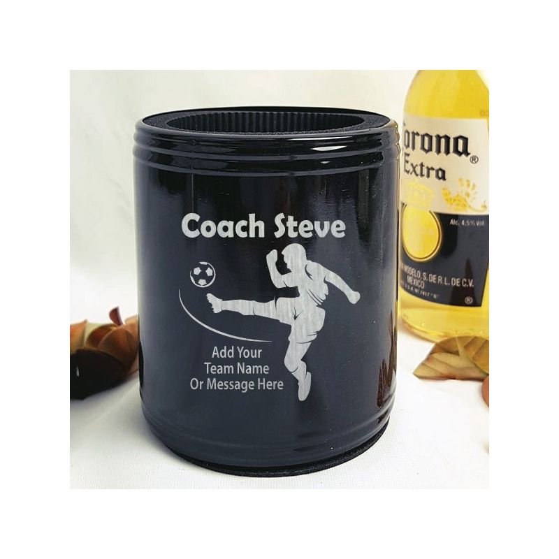 Soccer Coach Engraved Black Can Cooler