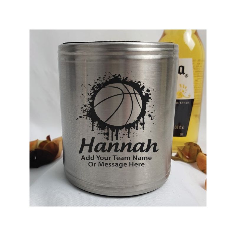 Basketball Coach Engraved Silver Stubby Can Cooler Personalised