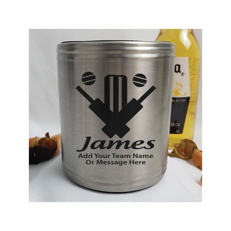 Cricket Coach Engraved Silver Can Cooler