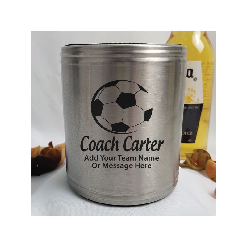 Soccer Coach Engraved Silver Can Cooler