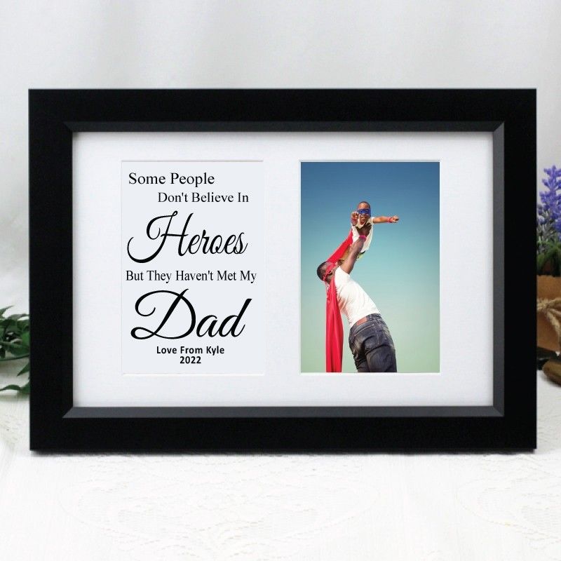 Dad Photo Frame Typography Print 4x6 Black
