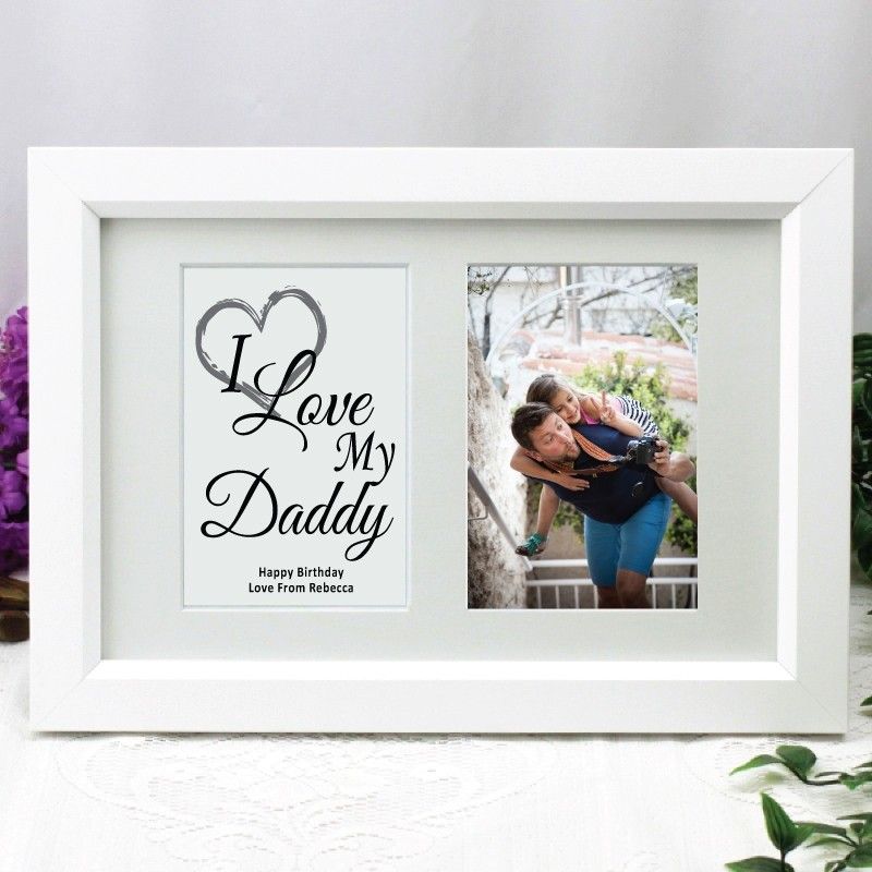 Dad Photo Frame Typography Print 4x6 White