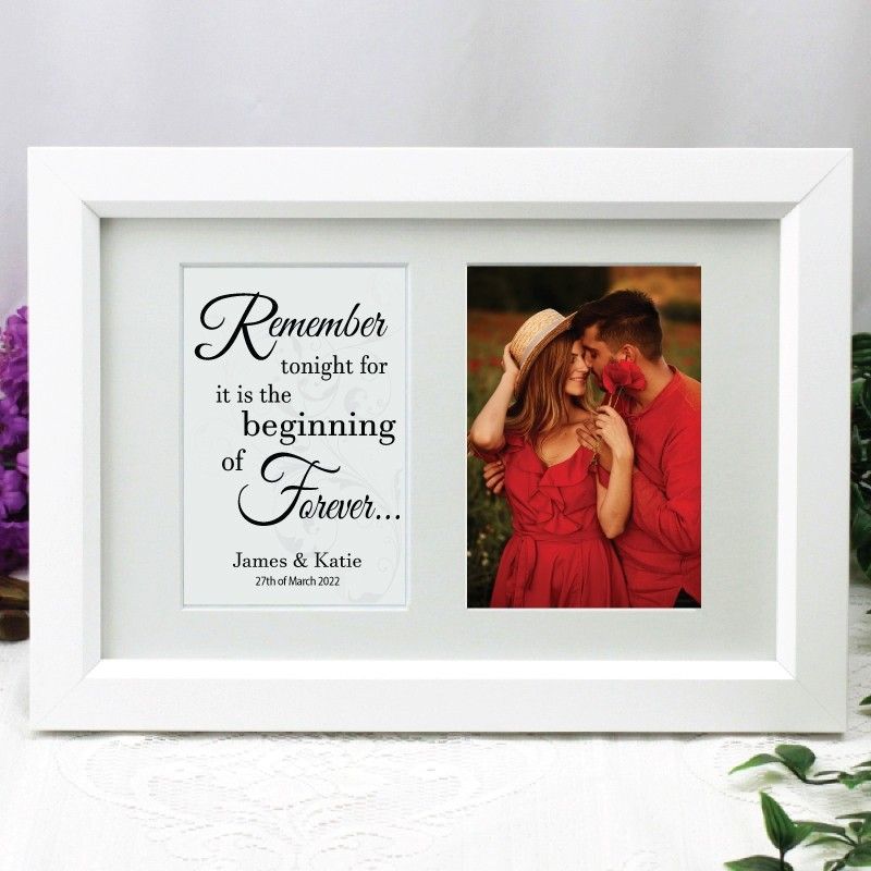 Engagement Photo Frame Typography Print 4x6 White