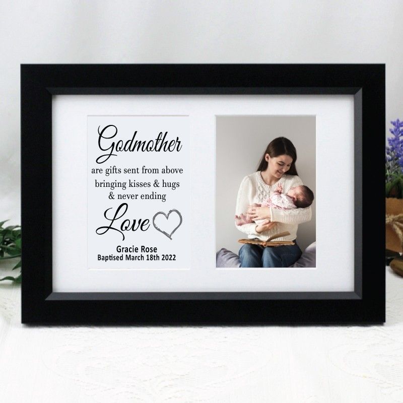Godmother Photo Frame Typography Print 4x6 Black