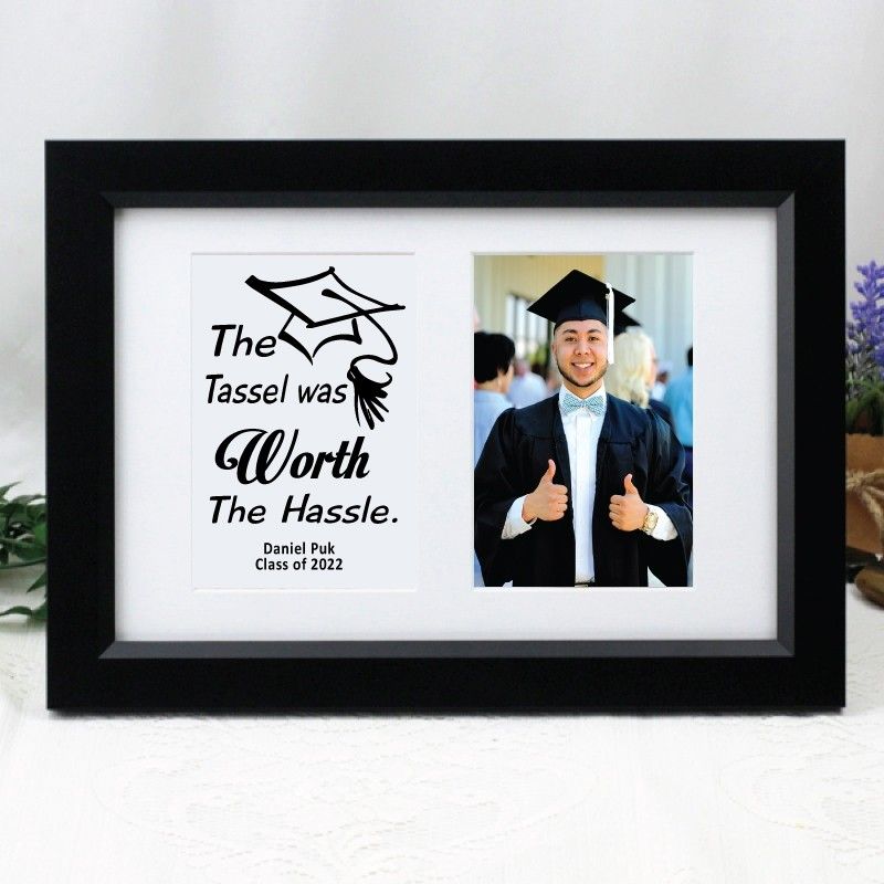 Graduation Photo Frame Typography Print 4x6 Black