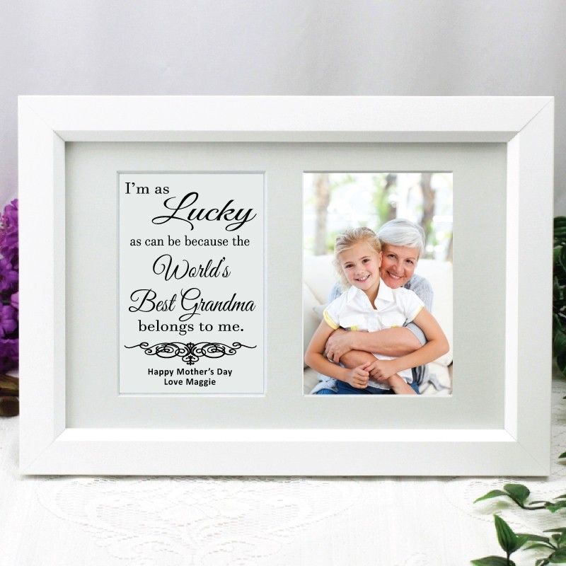 Grandma Photo Frame Typography Print 4x6 White