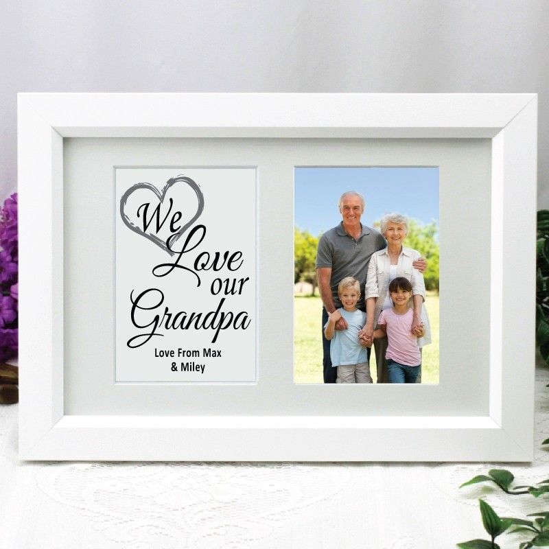 Grandpa Photo Frame Typography Print 4x6 White
