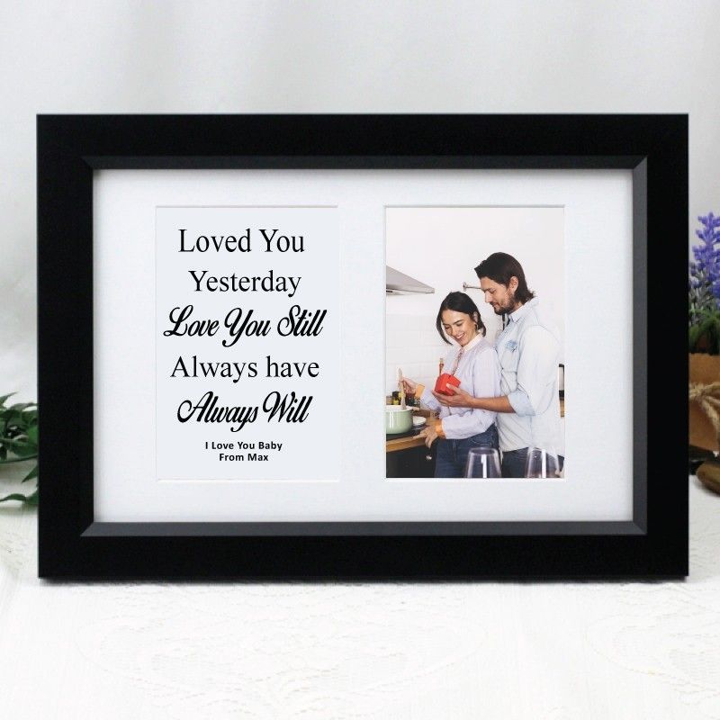 Valentines Day Photo Frame Typography Print 4x6 Black