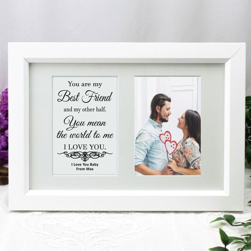 Valentines Day Photo Frame Typography Print 4x6 White