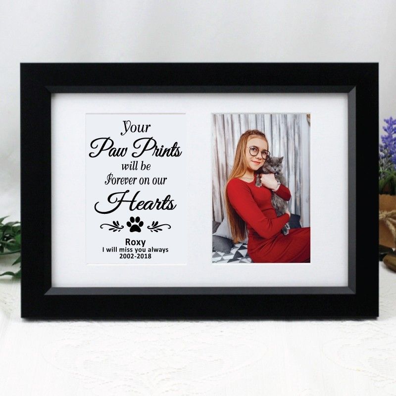 Pet Memorial Photo Frame Typography Print 4x6 Black