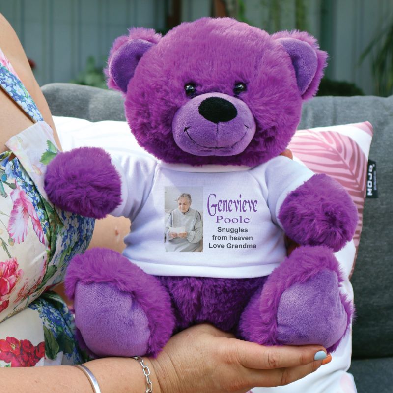 Memorial Photo Teddy Bear 30cm Purple