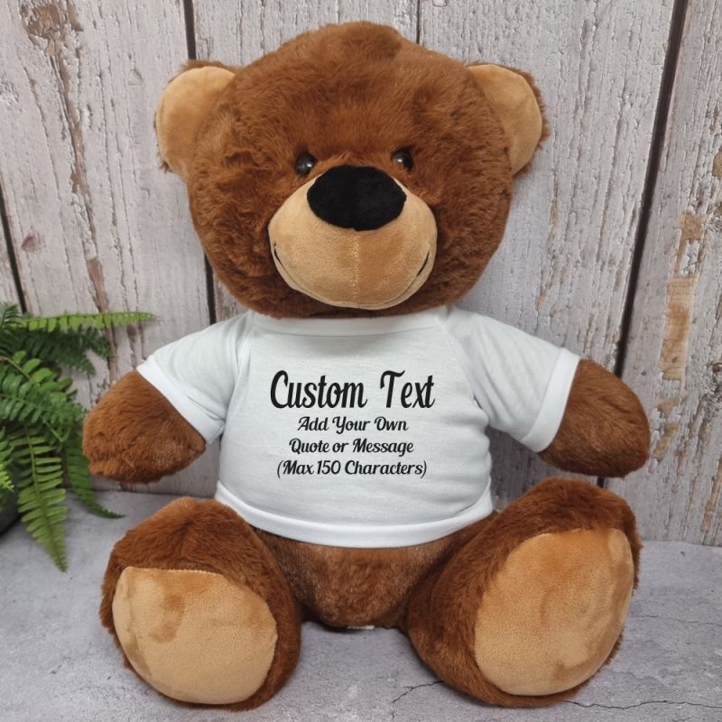 Custom Text Message Bear 40cm Brown