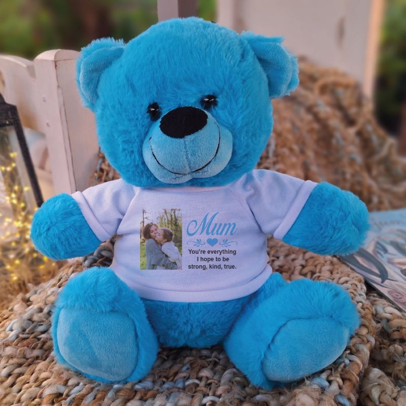 Mum Photo Bear Bright Blue 30cm