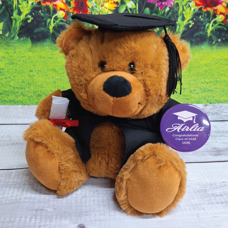 Graduation Bear Brown with Personalised Badge