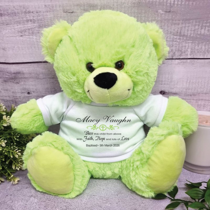 Personalised Baptism Bear Lime 30cm