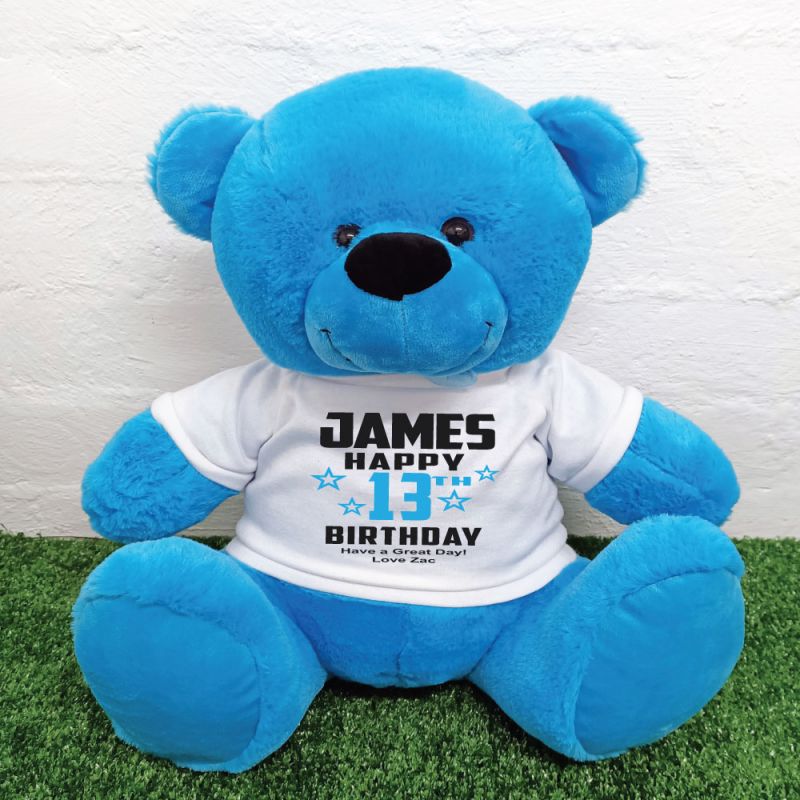 Personalised 13th Birthday Bear Blue 40cm