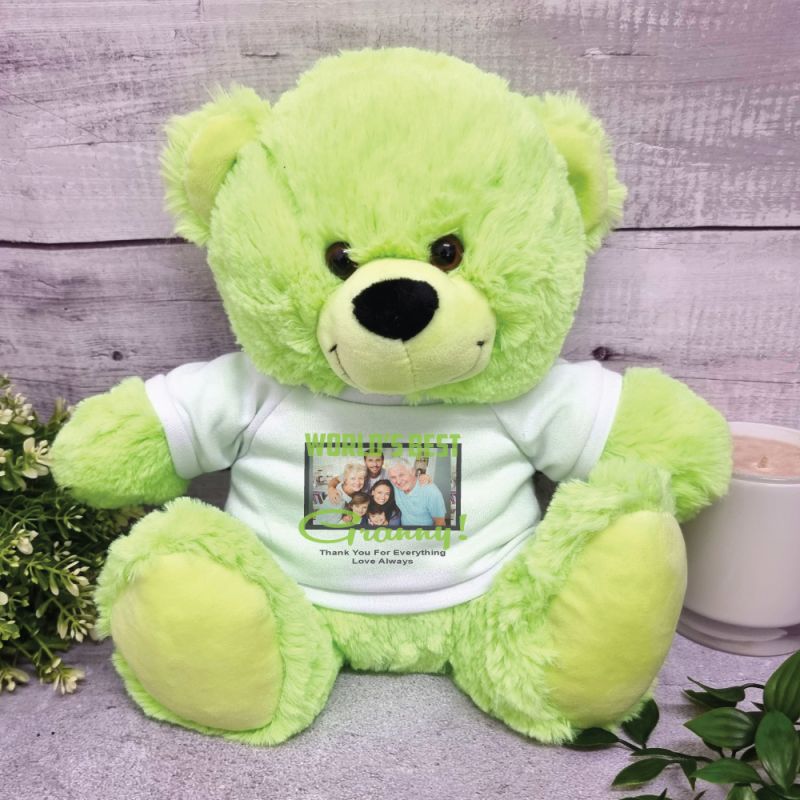 Worlds Best Grandma Photo Bear Lime 30cm