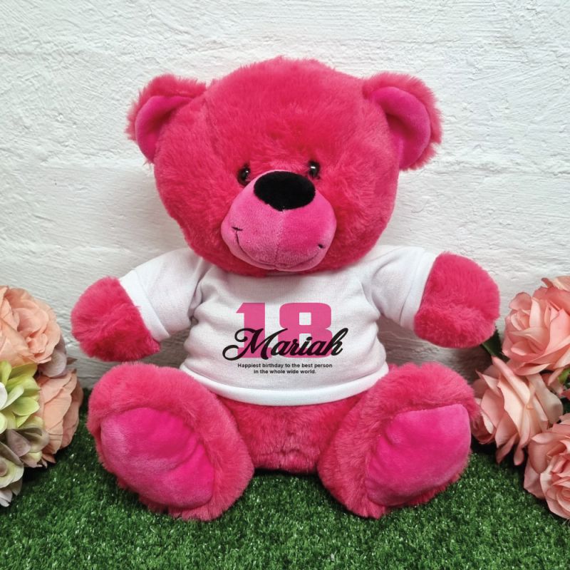 18th Birthday Bear Hot Pink Plush 30cm