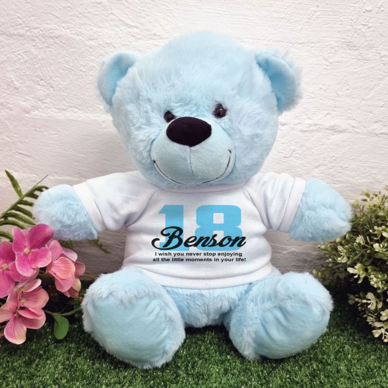 18th Birthday Bear Light Blue Plush 30cm