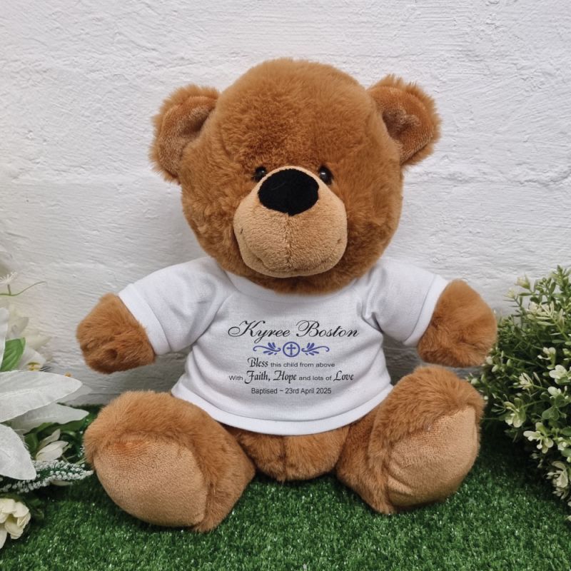 Baptism Personalised Bear Brown Plush 30cm
