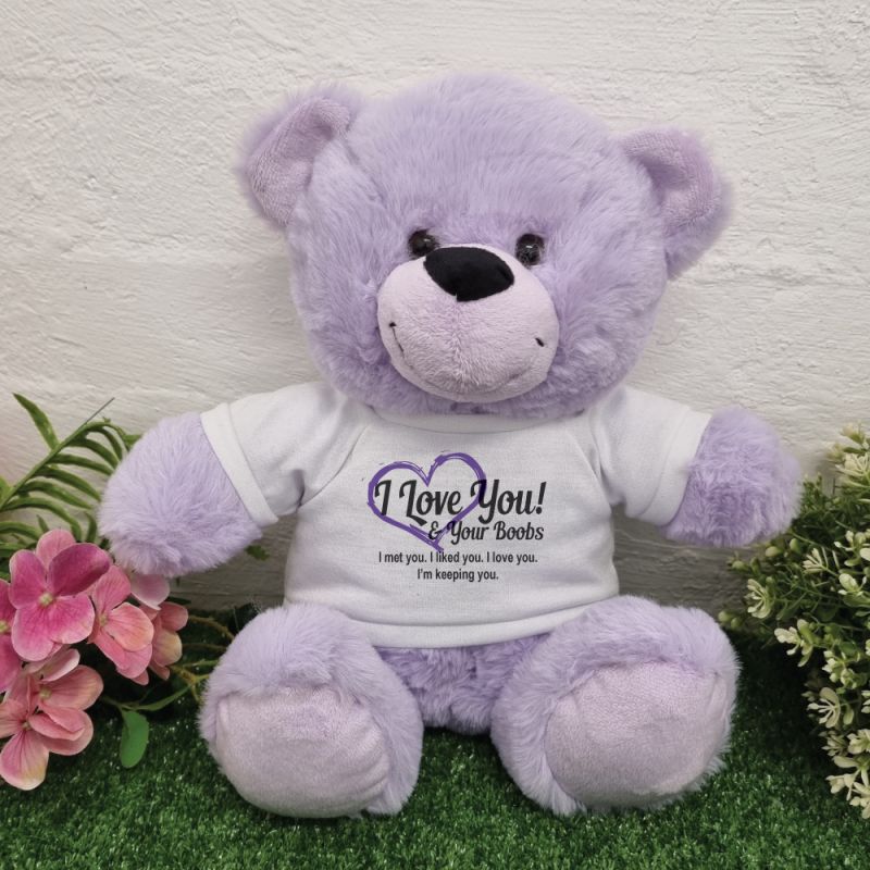 Valentines Day Bear Love Your Naughty Bits - 30cm Lavender