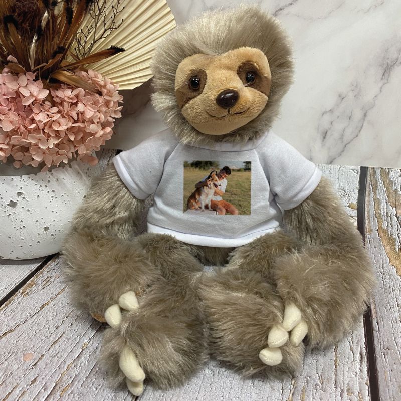 Custom Photo Sloth Plush with Personalised Shirt