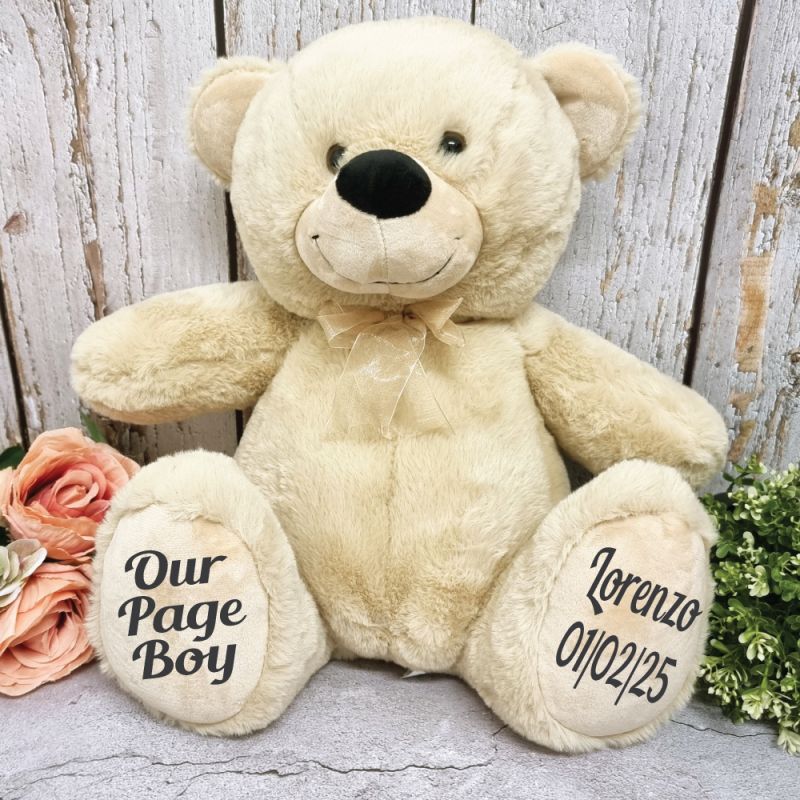 Page Boy Personalised Teddy Bear 40cm Plush Cream