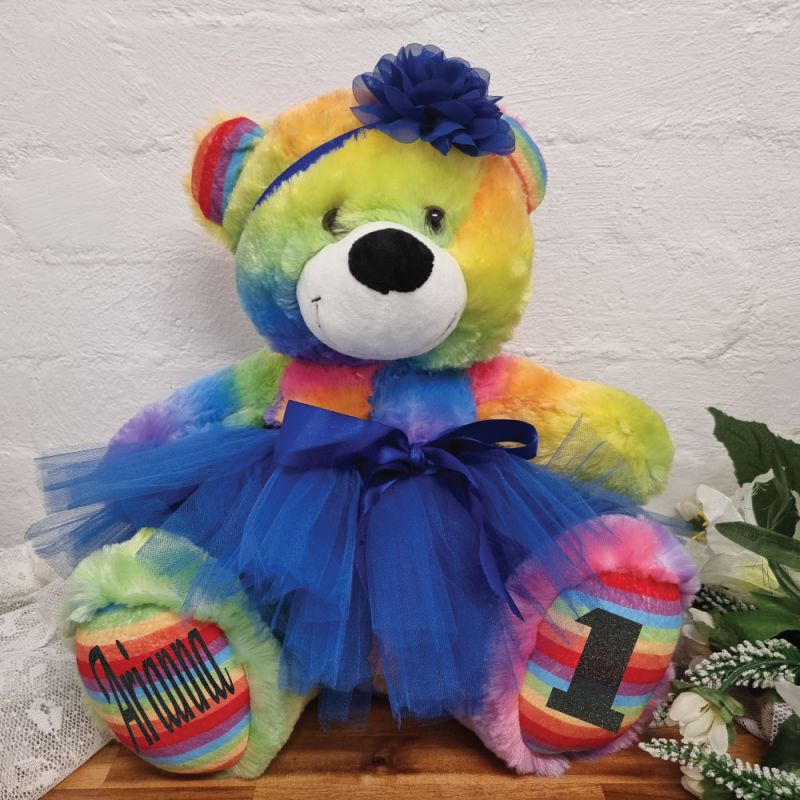 1st Birthday Ballerina Teddy Bear 40cm Plush Rainbow