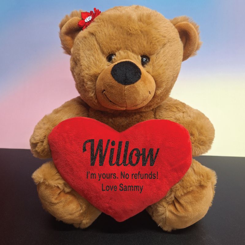 Valentines Day Brown Bear With Red Heart 30cm