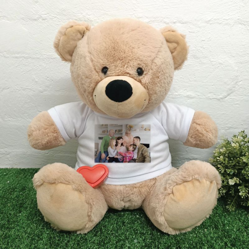 Voice Recordable Photo Bear with T-Shirt - Cream 40cm