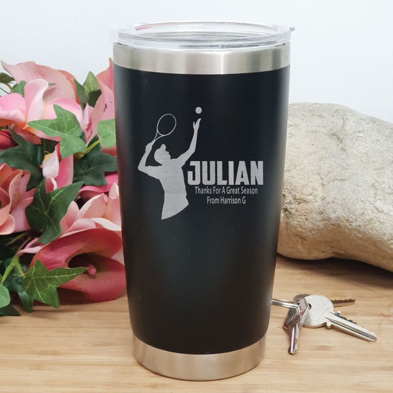Tennis Coach Engraved Insulated Travel Mug 600ml Black
