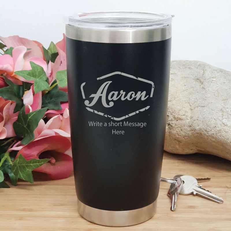 Personalised Insulated Travel Mug 600ml Black (F)