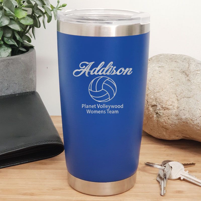 Netball  Coach Engraved Insulated Travel Mug 600ml Dark Blue