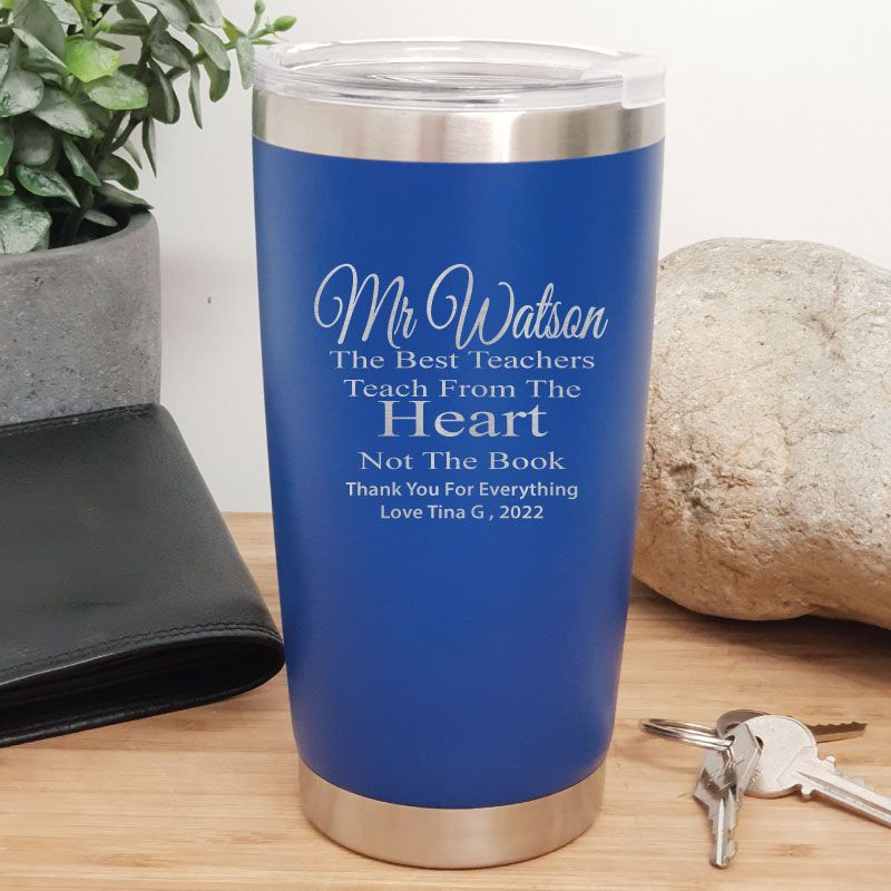 Teacher Insulated Travel Mug 600ml Dark Blue - Heart