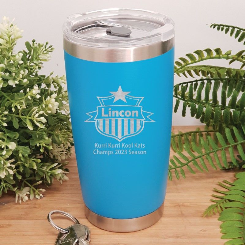 Football Coach Insulated Travel Mug 600ml Light Blue