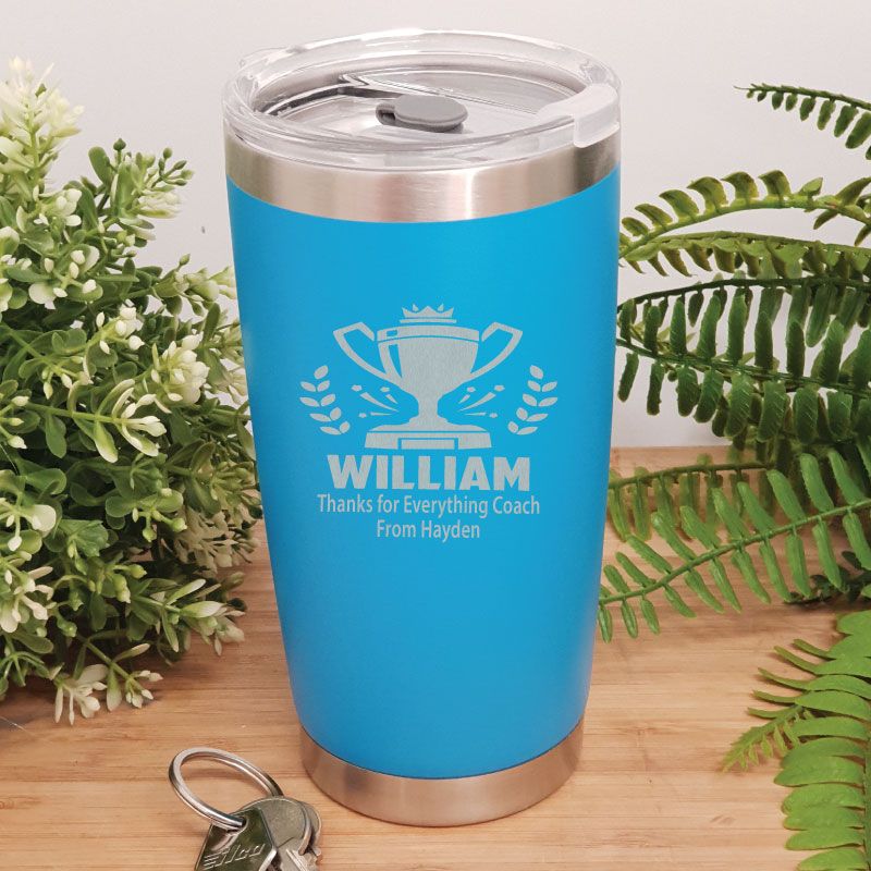 Coach Engraved Insulated Travel Mug 600ml Light Blue
