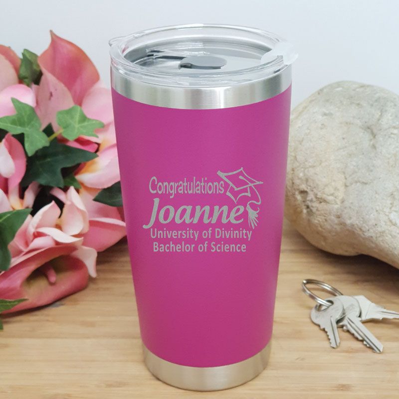 Graduation Insulated Travel Mug 600ml Pink