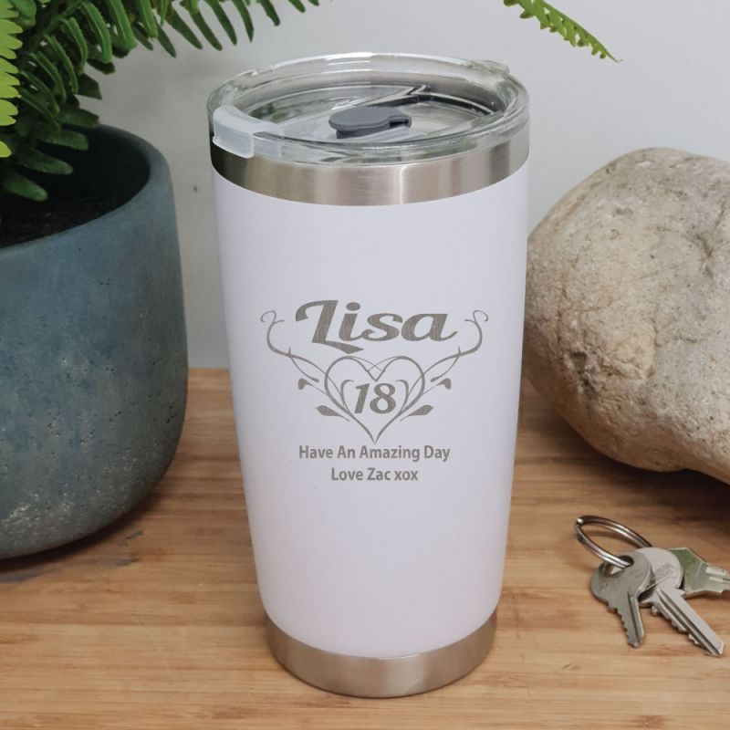 18th Insulated Travel Mug 600ml White (F)