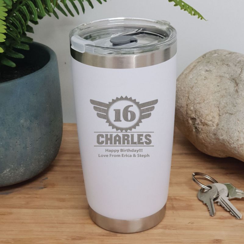 16th Insulated Travel Mug 600ml White (M)