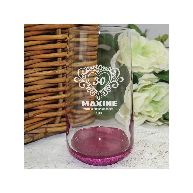 30th Birthday Engraved Personalised Glass Tumbler (F)