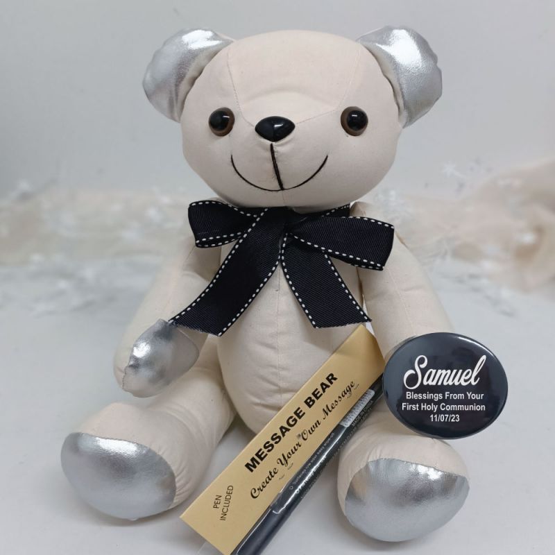Holy Communion Signature Bear Black Bow
